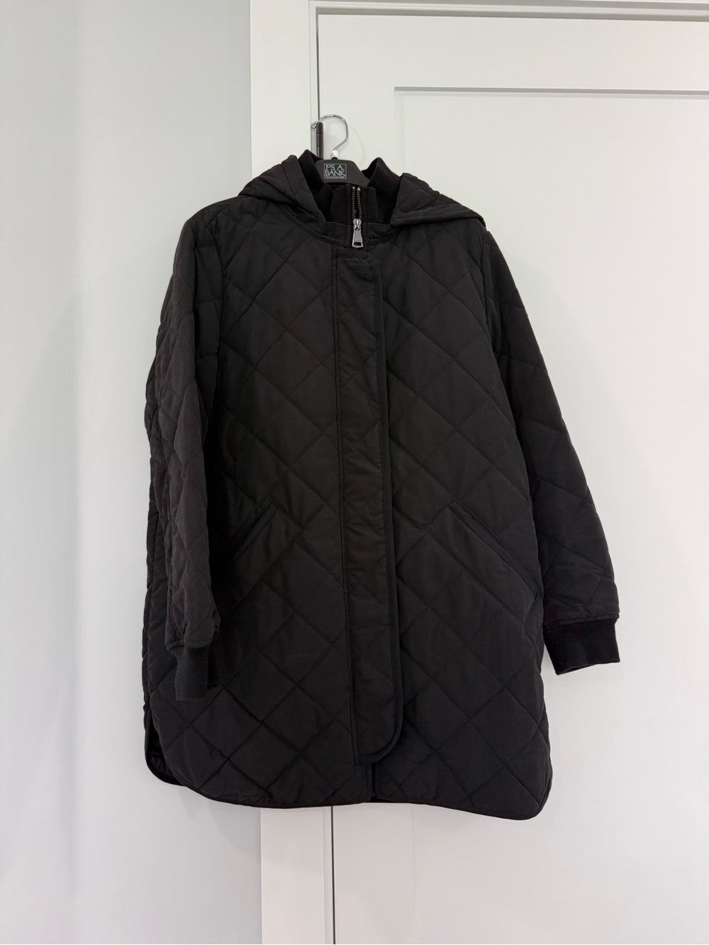 DKNY Women’s Black Quilted Hooded Puffer Coat long medium